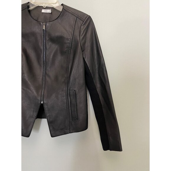 Vince Black lamb Leather Moto Jacket  size 4 - Picture 4 of 6